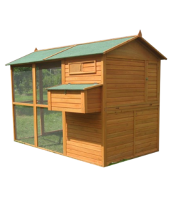 large wood egg laying outdoor chicken coop with big run